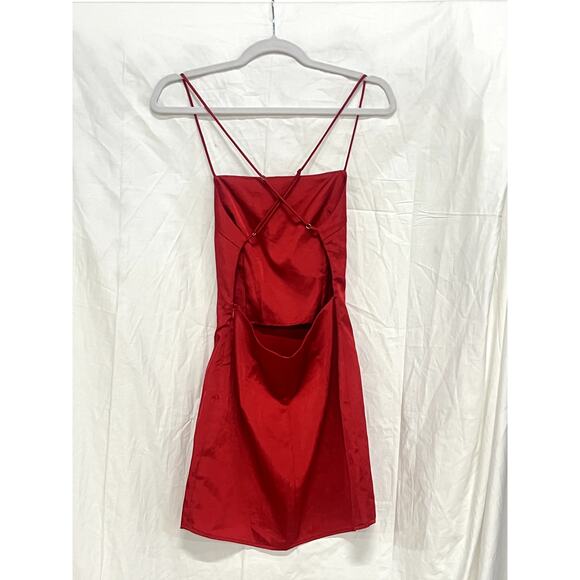 superdown Autumn Sleeveless Crossback Strap Bodycon Slip Mini Dress Red Womes XS - Picture 3 of 7